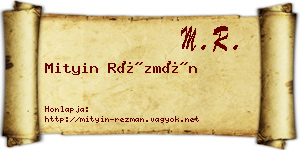 Mityin Rézmán névjegykártya